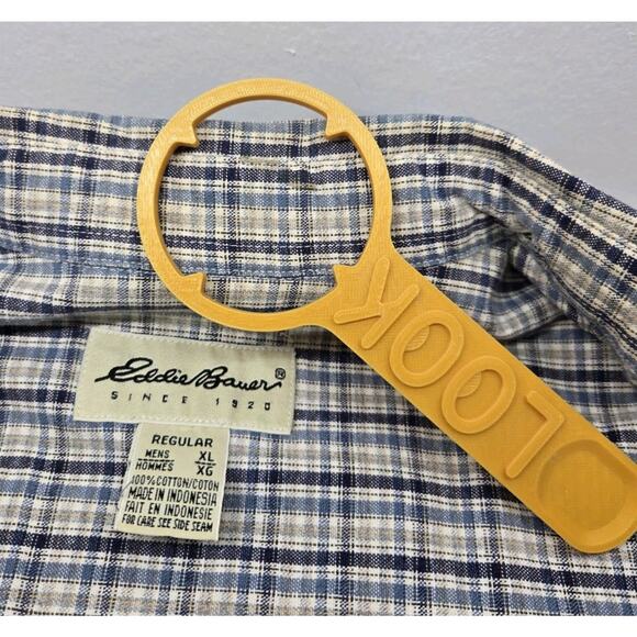 Vintage 90s Eddie Bauer Checked Over Shirt Heavy Cotton Button-Down Shacket -XL - Picture 4 of 7